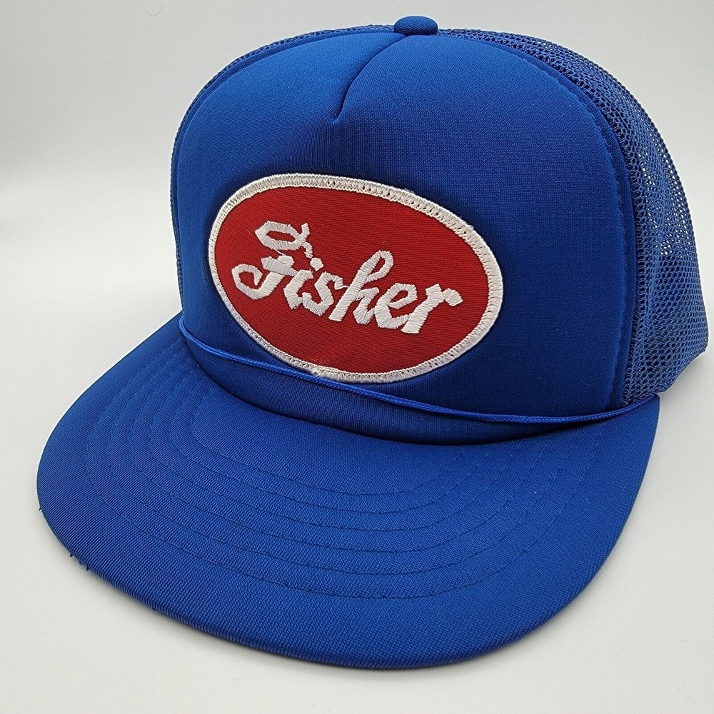 FISHER Embroidered Patch Snapback Trucker Hat - Vintage Retro Throwback